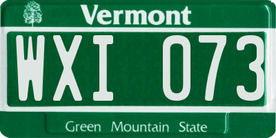 VT license plate WXI073
