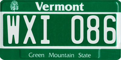VT license plate WXI086