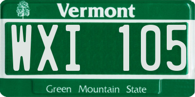 VT license plate WXI105