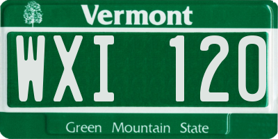 VT license plate WXI120