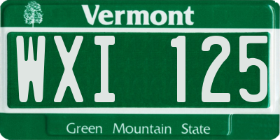 VT license plate WXI125