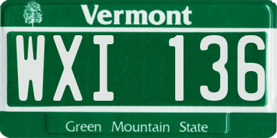 VT license plate WXI136