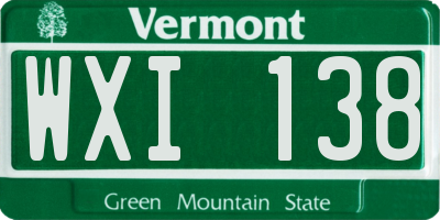 VT license plate WXI138