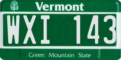 VT license plate WXI143