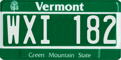 VT license plate WXI182