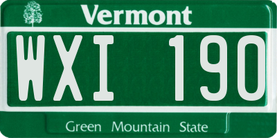 VT license plate WXI190