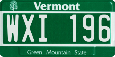 VT license plate WXI196
