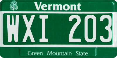 VT license plate WXI203