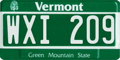 VT license plate WXI209