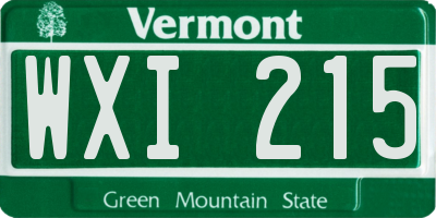 VT license plate WXI215