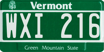 VT license plate WXI216