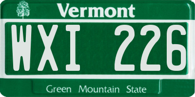 VT license plate WXI226