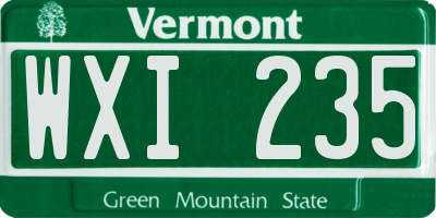 VT license plate WXI235