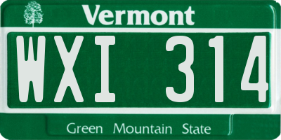 VT license plate WXI314