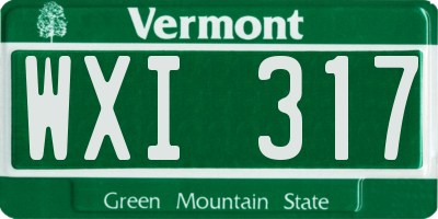 VT license plate WXI317