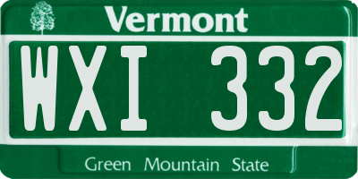 VT license plate WXI332