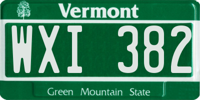 VT license plate WXI382