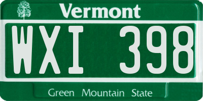 VT license plate WXI398