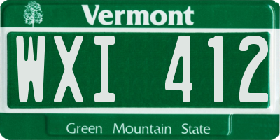 VT license plate WXI412