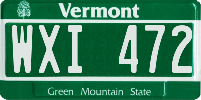 VT license plate WXI472