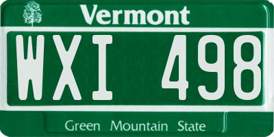 VT license plate WXI498