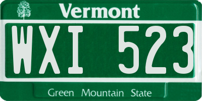 VT license plate WXI523