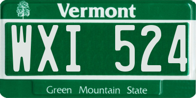 VT license plate WXI524