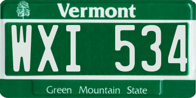 VT license plate WXI534
