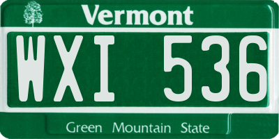 VT license plate WXI536