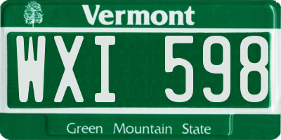 VT license plate WXI598