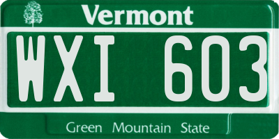 VT license plate WXI603