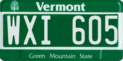 VT license plate WXI605