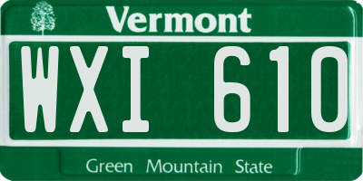 VT license plate WXI610