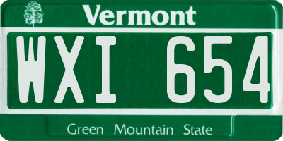 VT license plate WXI654