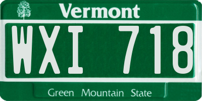 VT license plate WXI718