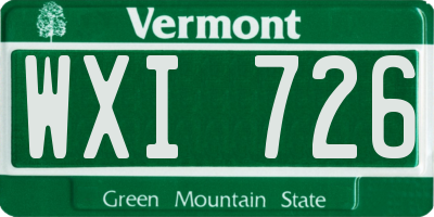 VT license plate WXI726
