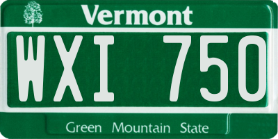 VT license plate WXI750