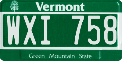 VT license plate WXI758