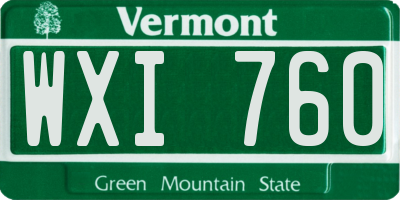 VT license plate WXI760