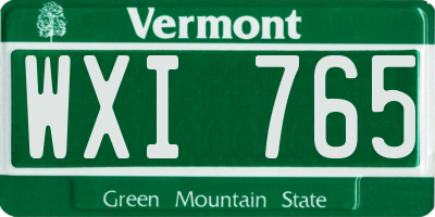 VT license plate WXI765