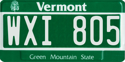 VT license plate WXI805