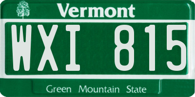 VT license plate WXI815
