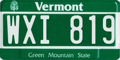 VT license plate WXI819