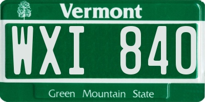 VT license plate WXI840