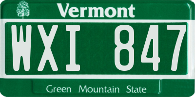 VT license plate WXI847