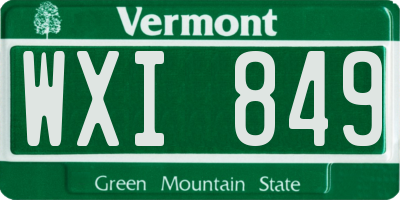 VT license plate WXI849