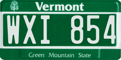 VT license plate WXI854