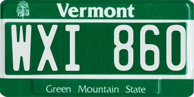 VT license plate WXI860