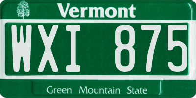 VT license plate WXI875