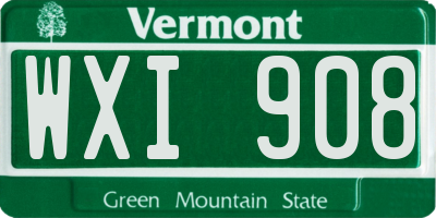 VT license plate WXI908